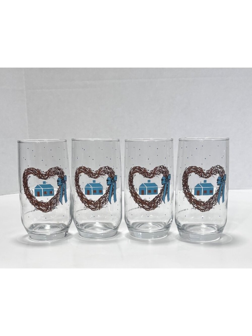 Anchor Hocking Home Is Where The Heart Is Set Of 4 Glass Tumblers VTG 88